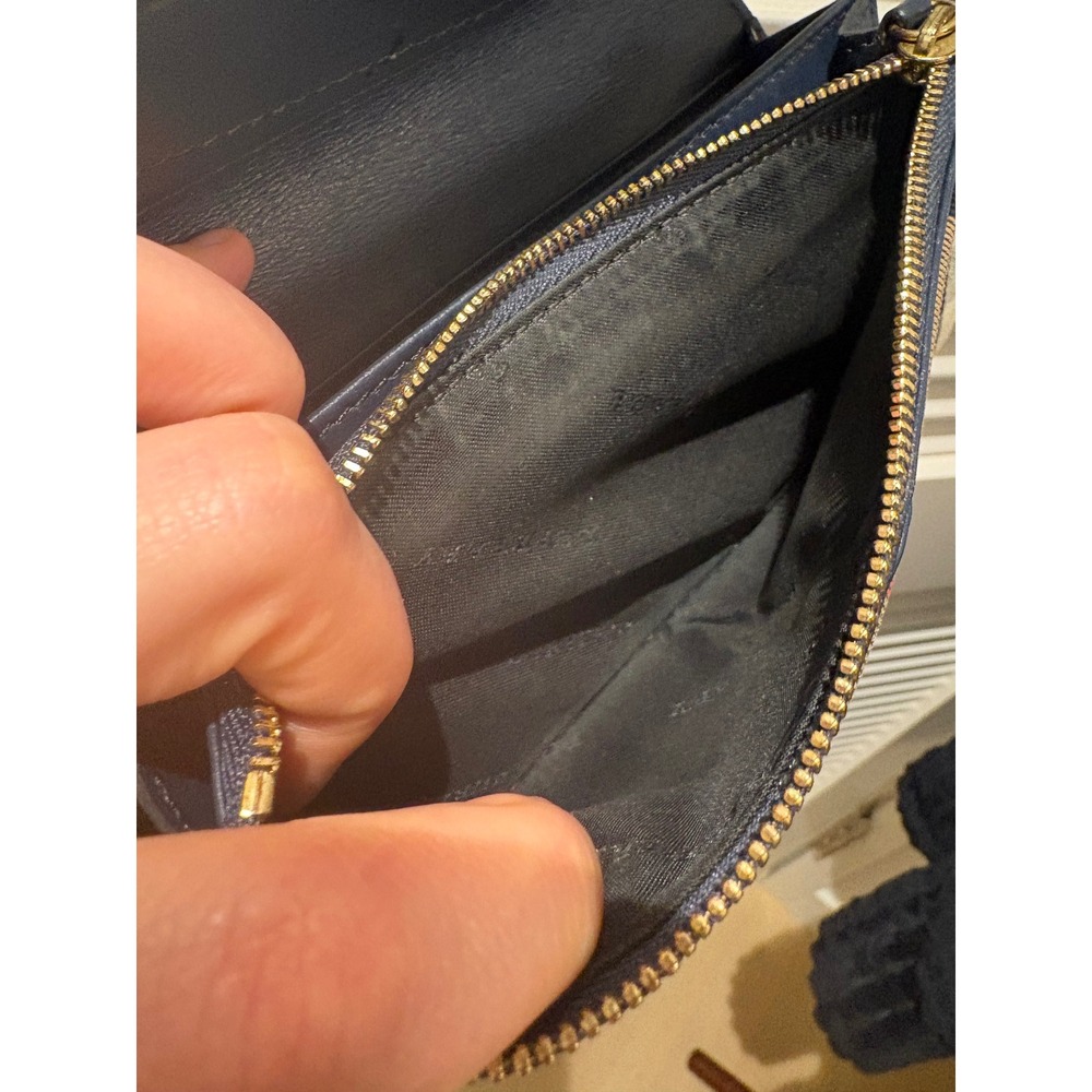 Burberry Navy Blue Pebbled Leather House Check Continental Long Wallet Italy - Picture 8 of 13